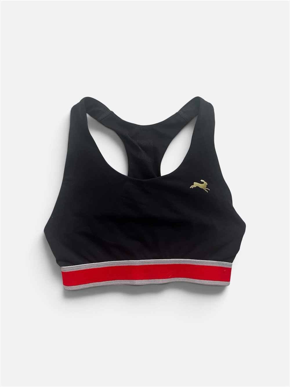Tracksmith Navy Blue Sports Bra Running Racing Top Red and Silver Stripe Trim XS